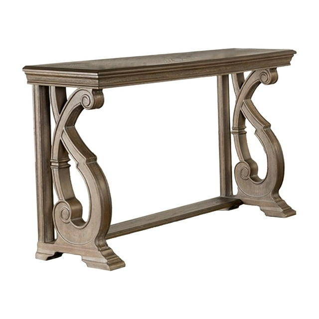 Benjara BM319506 50 in. Gia Sofa Table with Rectangular, Carved Details & Brown Solid Wood