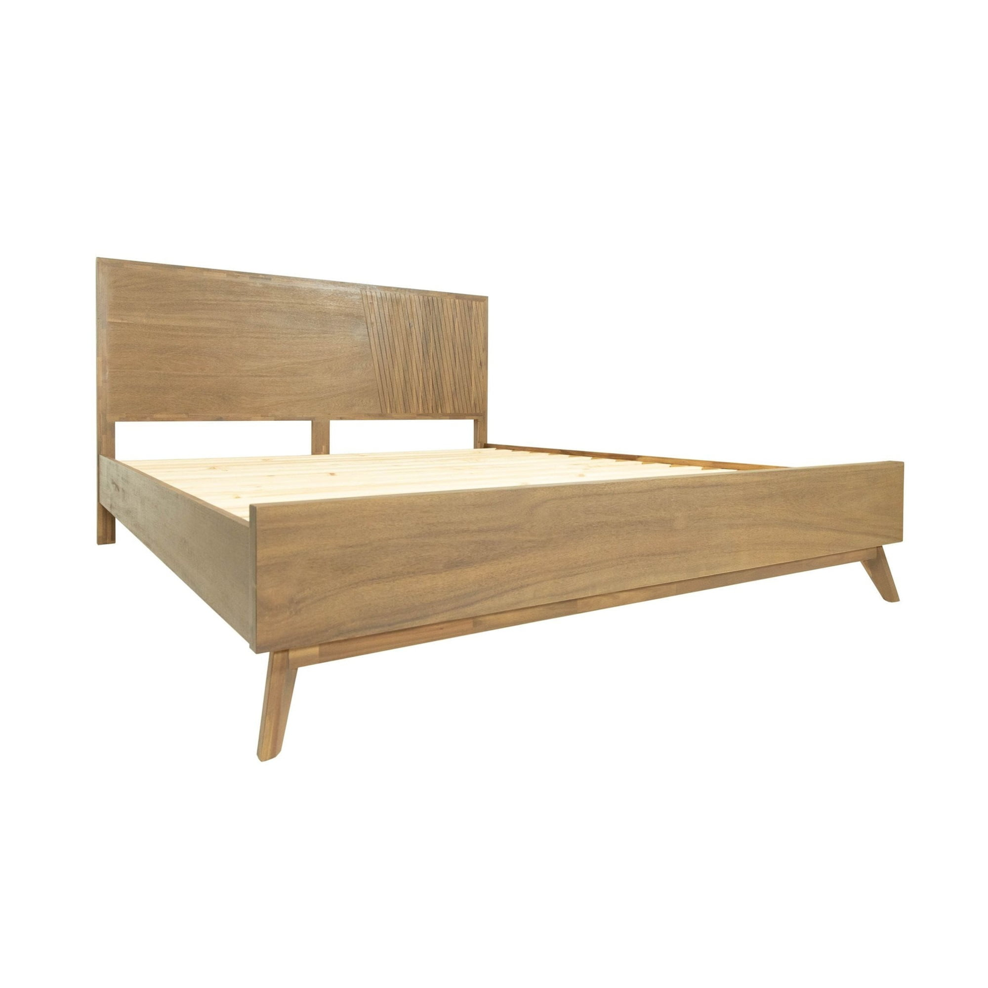 Cid Allie King Platform Bed, Panel Headboard, Walnut Brown Acacia Wood