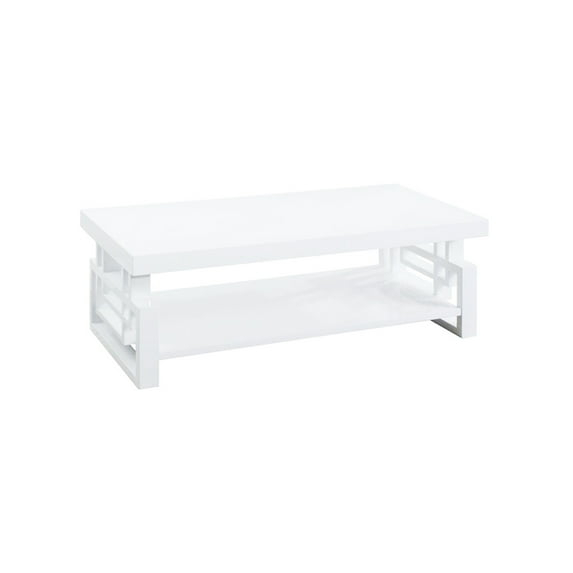 Maykoosh Antique Ambiance Wooden Coffee End Table With Designer Sides & Shelf, Glossy White