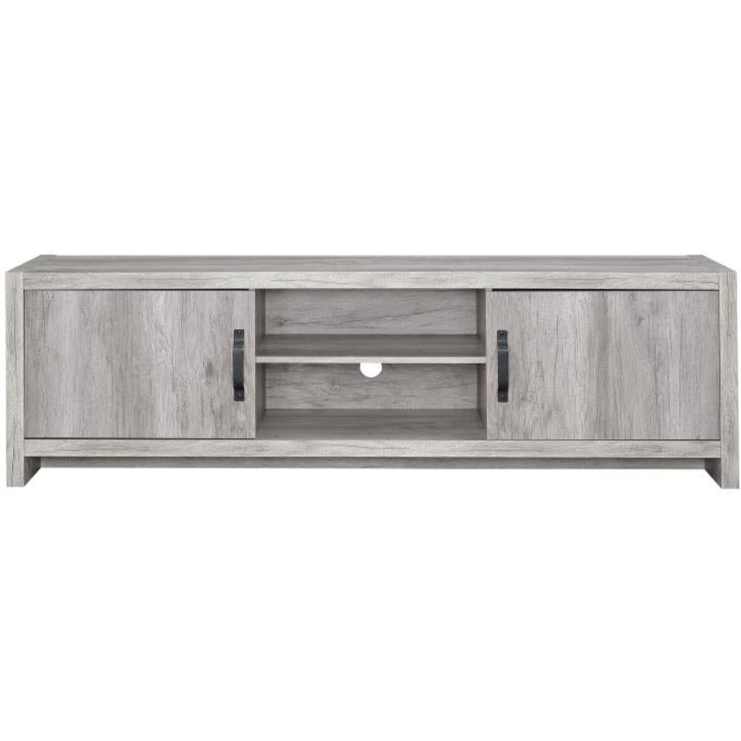 Benjara Cottage Style Wooden TV Console with Spacious Storage, Gray