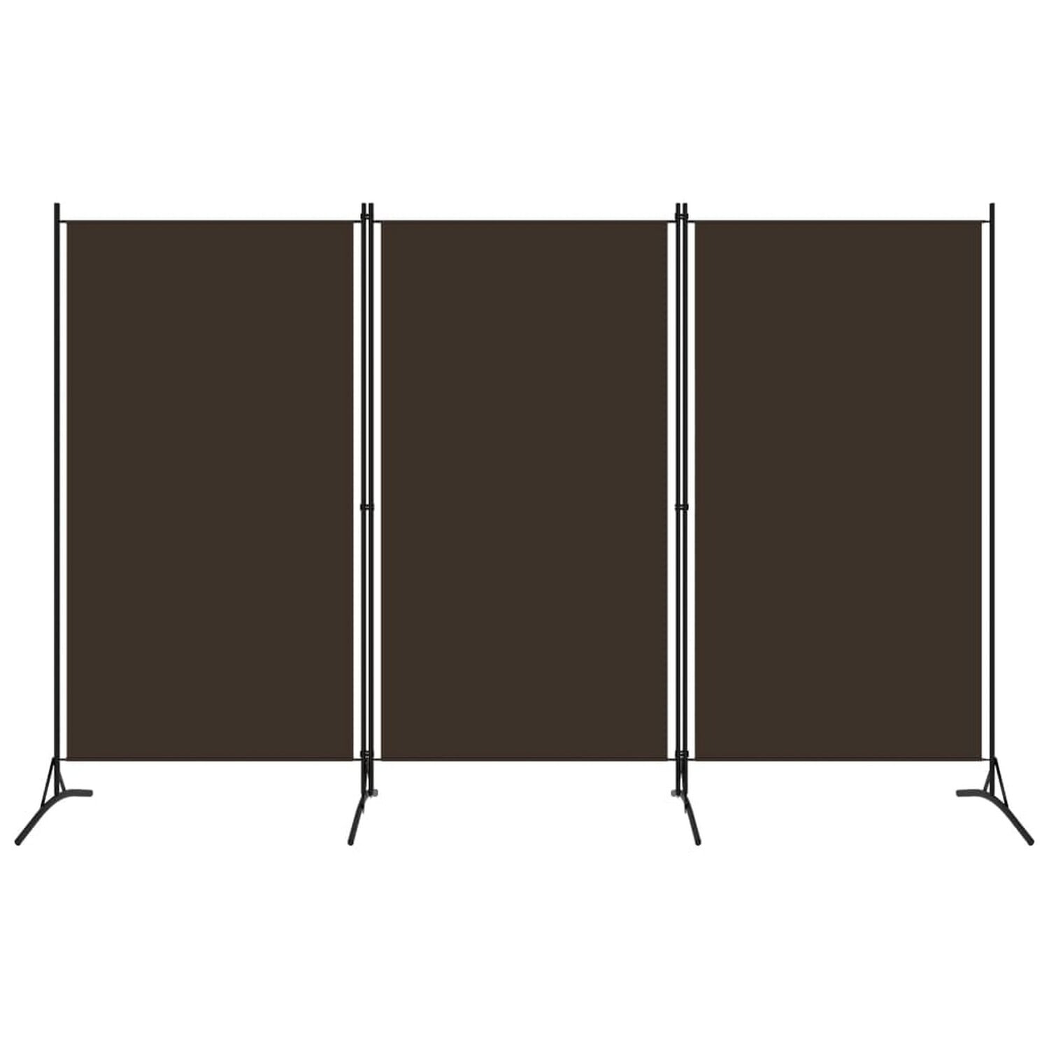 Benjara BM326420 102 in. Dina 3 Panel Room Divider Screen, Brown Fabric & Black Iron