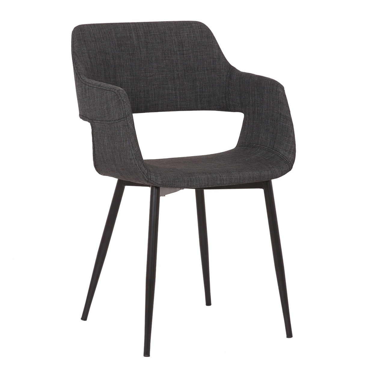 Benjara Fabric Upholstered Accent Chair with Wide Open Lower Back Design, Gray