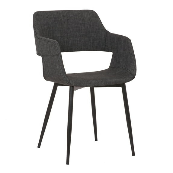 Benjara Fabric Upholstered Accent Chair with Wide Open Lower Back Design, Gray