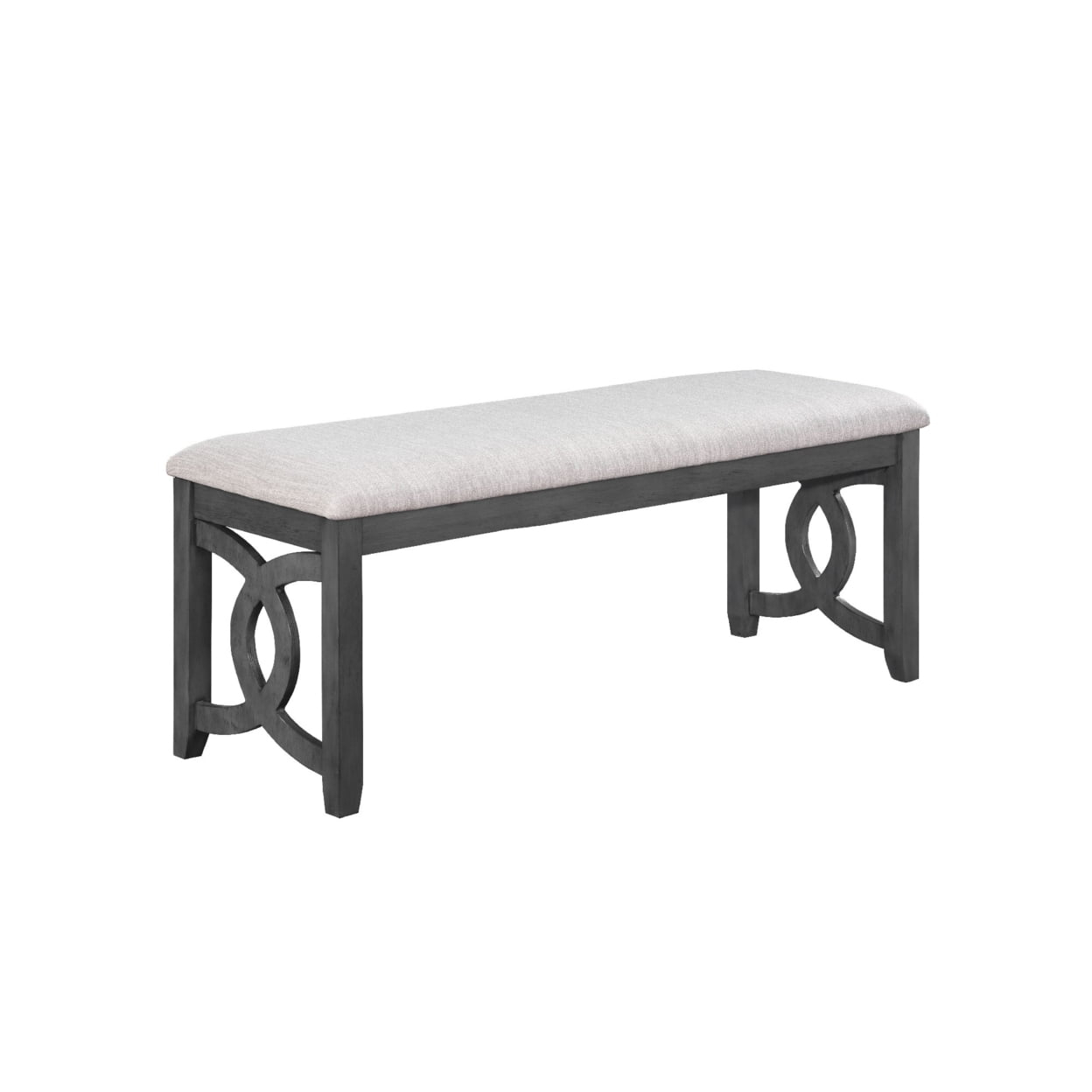 Benjara Gary 46 Inch Wood Bench, Fabric Seat, Ebony Brown