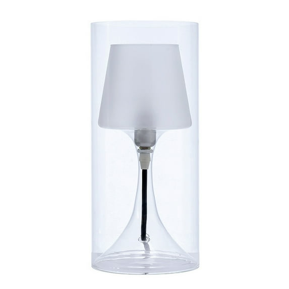 Hurricane Table Lamp with Frosted Glass Shade, Clear- Saltoro Sherpi