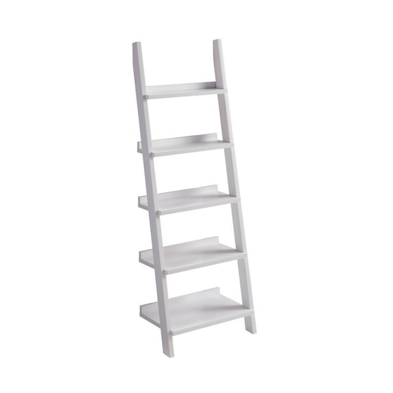 Benjara Iker 72 Inch Modern Bookcase with 7 Shelves, Ladder Style, Crisp White