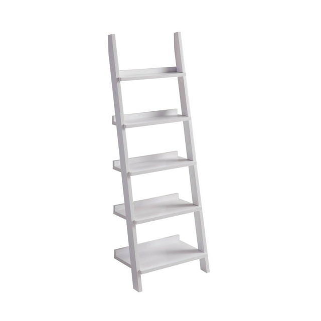 Benjara Iker 72 Inch Modern Bookcase with 7 Shelves, Ladder Style, Crisp White
