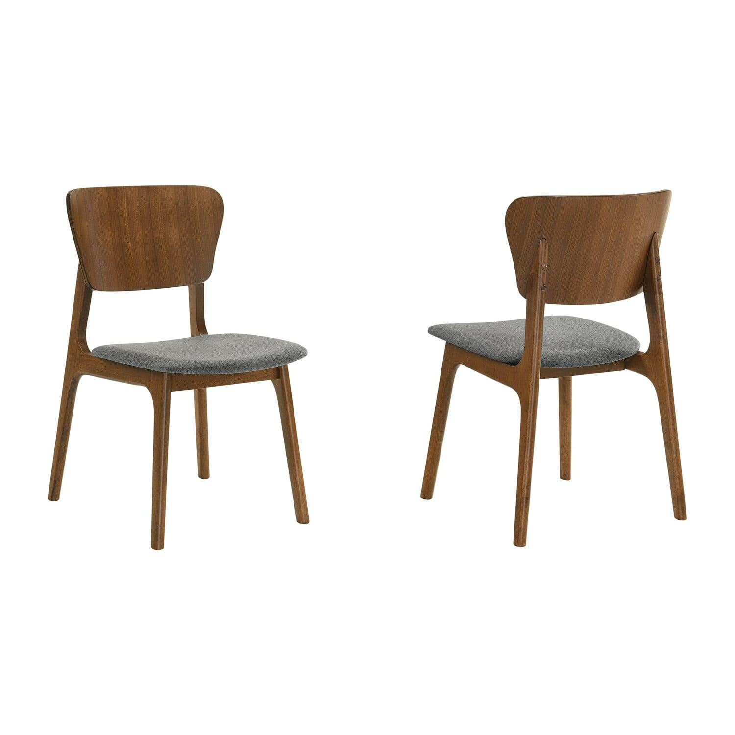 Armen Living Kalia 18" Fabric & Wood Dining Chair in Charcoal/Walnut (Set of 2)