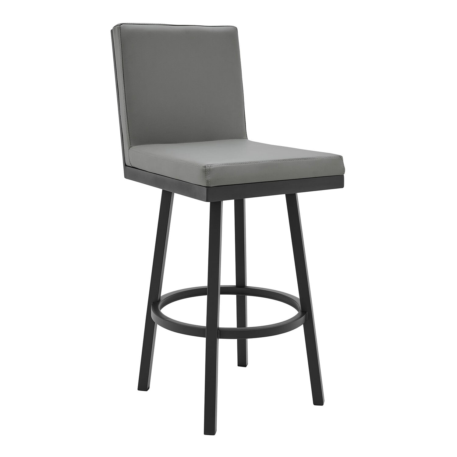 Rochester Swivel Modern Metal & Grey Faux Leather Bar & Counter Stool