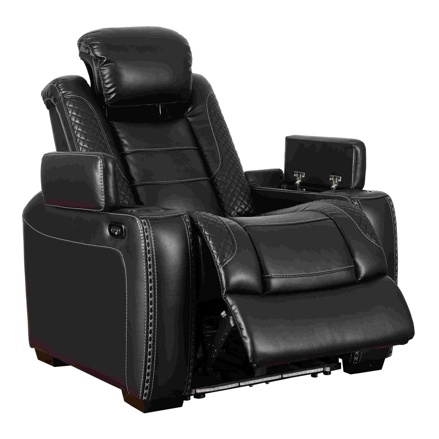Power Recliner with Adjustable Headrest & LED Lighting Black