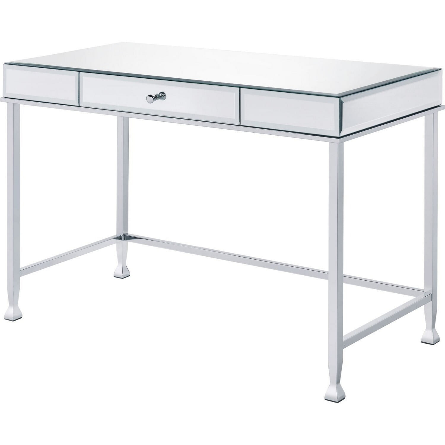 Benjara Rectangular Storage Writing Desk, White-Color:White