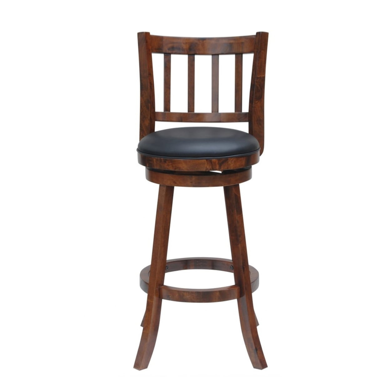 Benjara Round Padded Seat Counter Stool with Slatted Back, Brown and Black