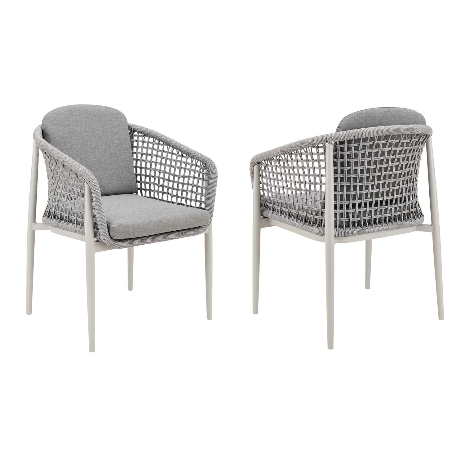 Rhodes Outdoor Patio Dining Chair in Aluminum Set of 2