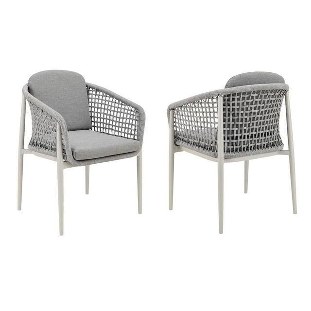 Rhodes Outdoor Patio Dining Chair in Aluminum Set of 2
