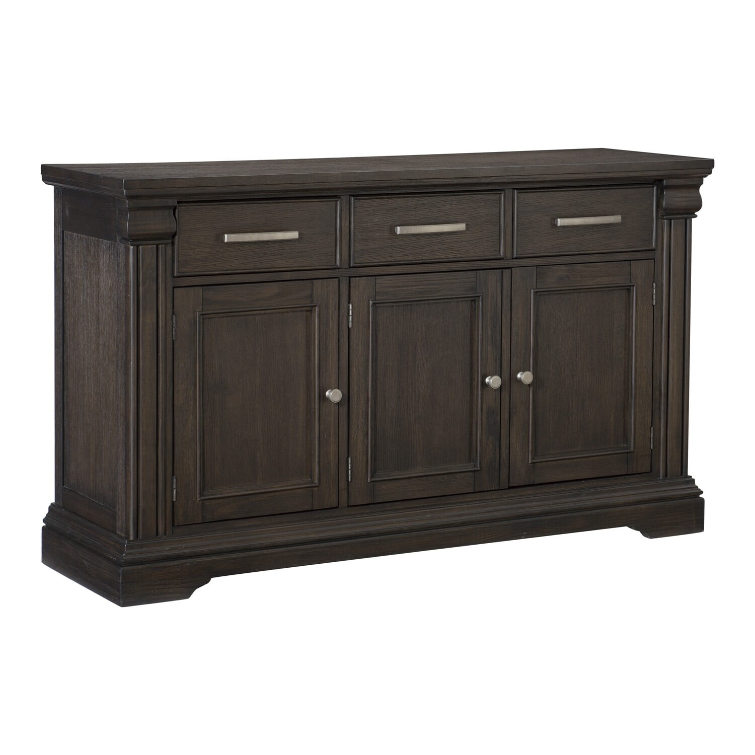 Benjara Ruth 60 Inch Sideboard Server Buffet, 3 Drawer 3 Cabinet, Rustic Brown Wood