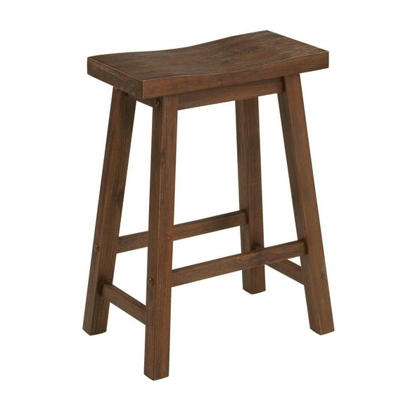 Benjara Taburete de Madera con Diseño de Silla de Montar y Detalles en Grano, Marrón
