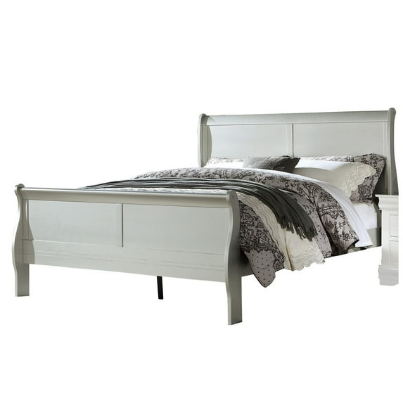 Benjara Sleigh Design Twin Size Bed with Rectangular Thin Legs, Silver