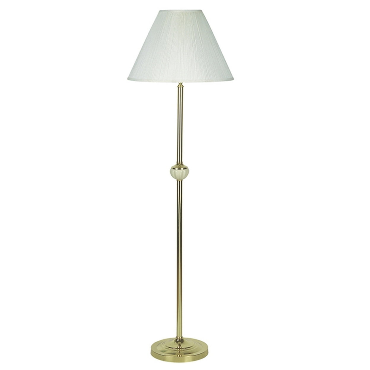 Benjara Stalk Design Metal Floor Lamp with Fabric Pleated Shade, Cream