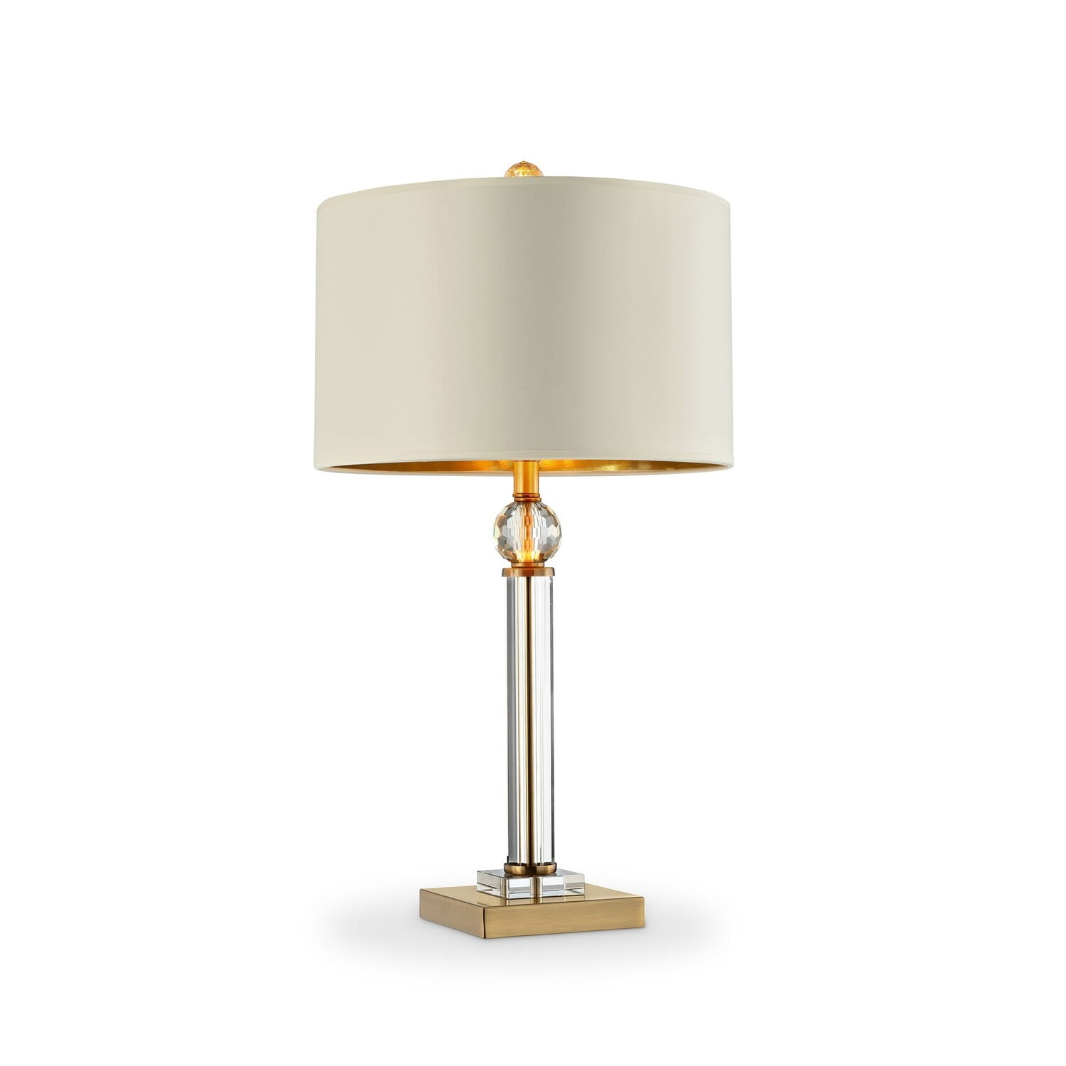 Crystal Accent Desk Lamp, Matte Gold, Clear & Off White