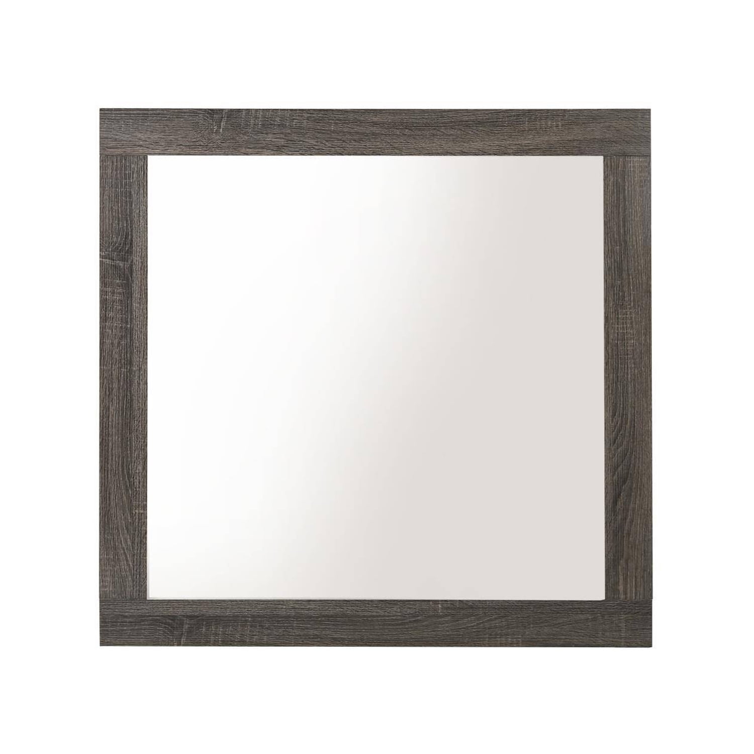 BenJara Transitional Style Grained Wood Encased Square Mirror, Gray