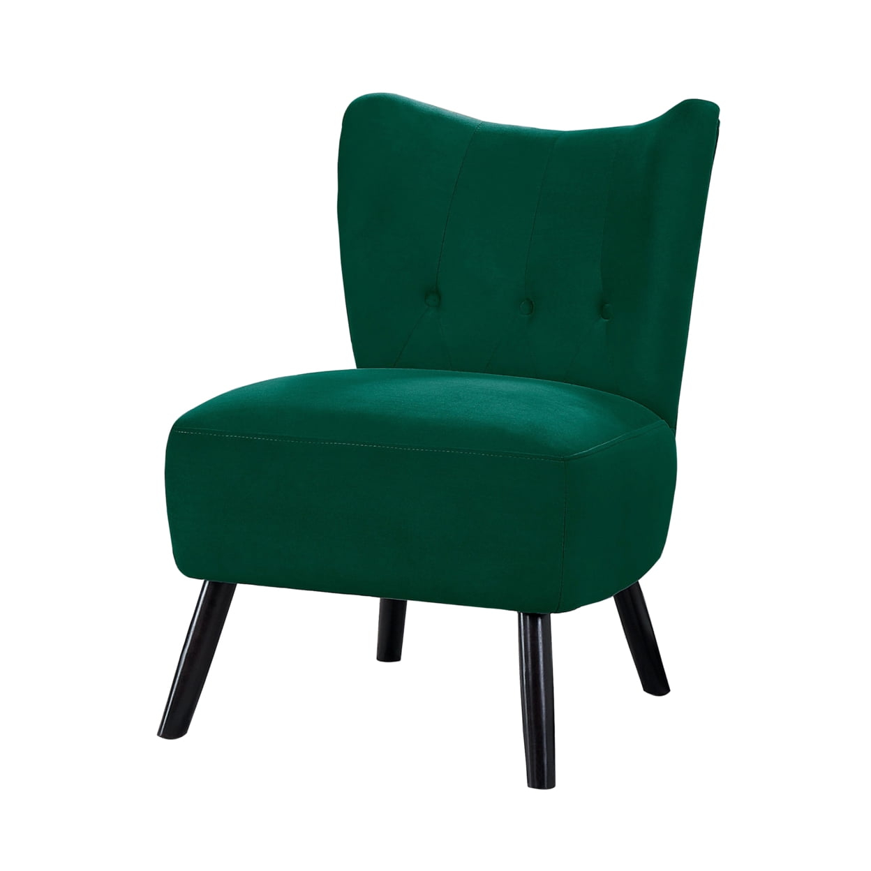 Upholstered Armless Accent Chair with Flared Back and Button Tufting, Green - Saltoro Sherpi