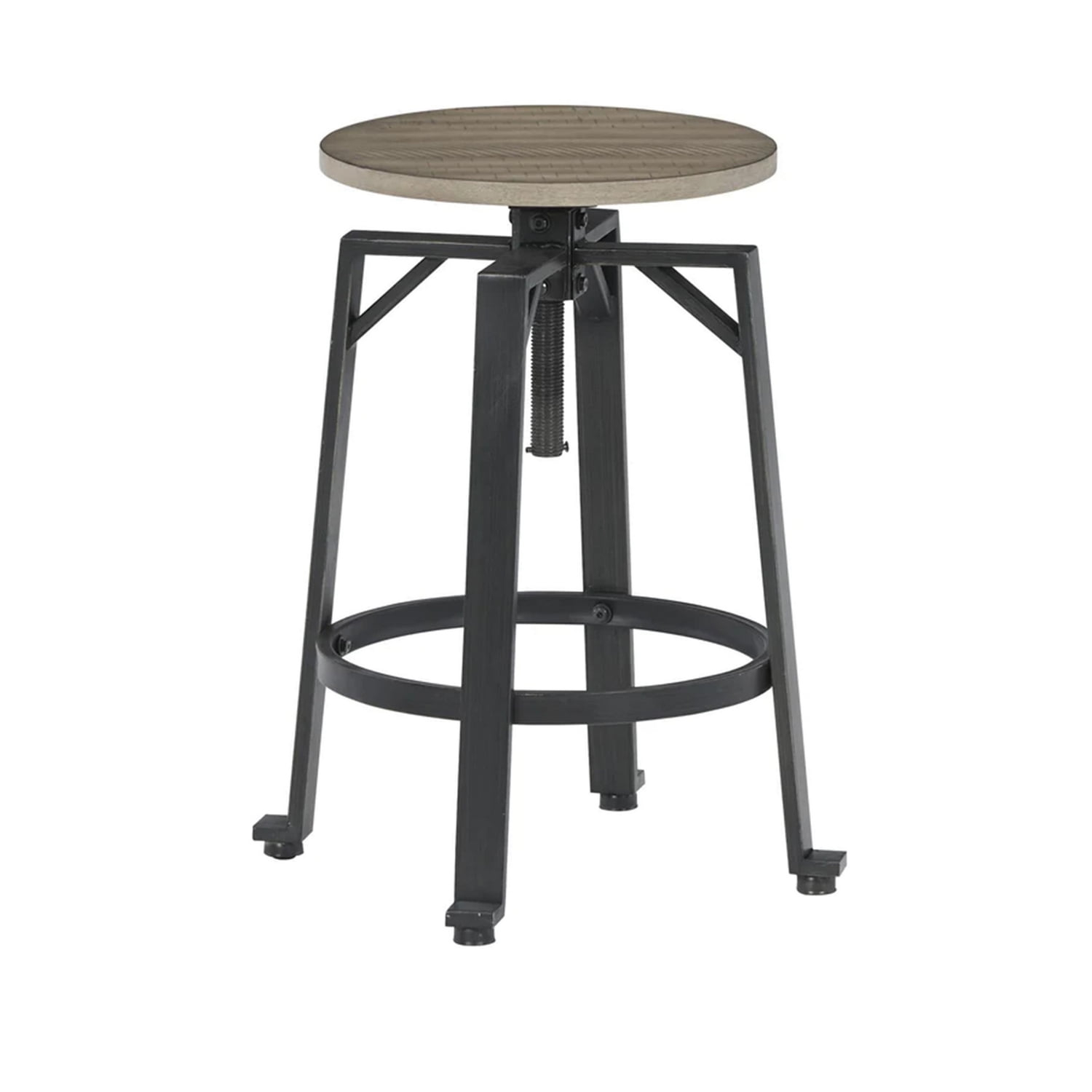 Benjara Xin 22-27 Inch Counter Stools, Set of 2, Adjustable Height, Brown and Black