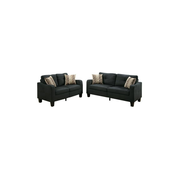 Benjara Polyfiber 2 Pieces Sofa Set With Accent Pillows Dark Gray-Color:Gray