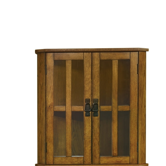 Benzara BM160207 52.5 x 23 x 14 in. Corner Curio Cabinet with Windowpane-Style Door Fronts, Brown