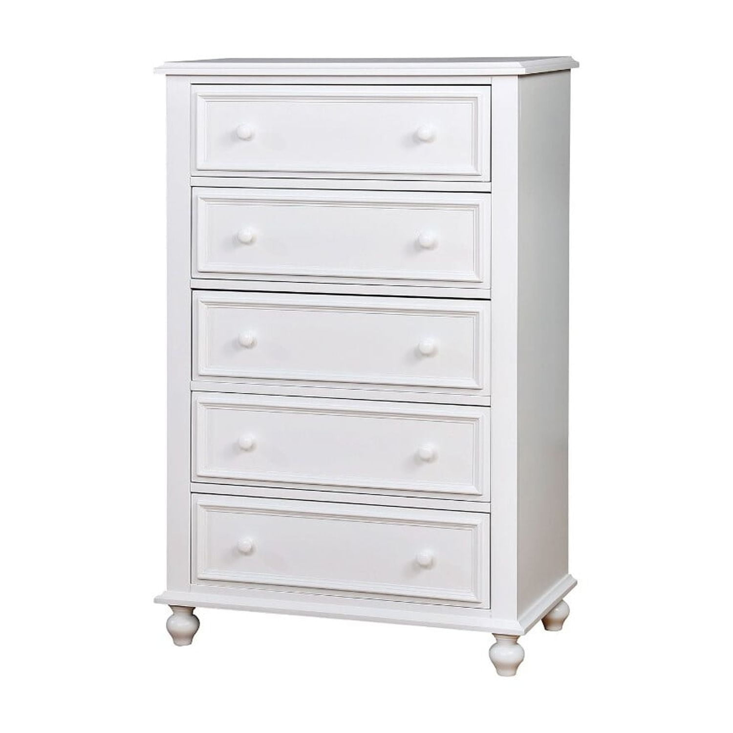 Benzara BM165991 Wooden 5 Drawers Chest, White - 50 x 32 x 17 in.