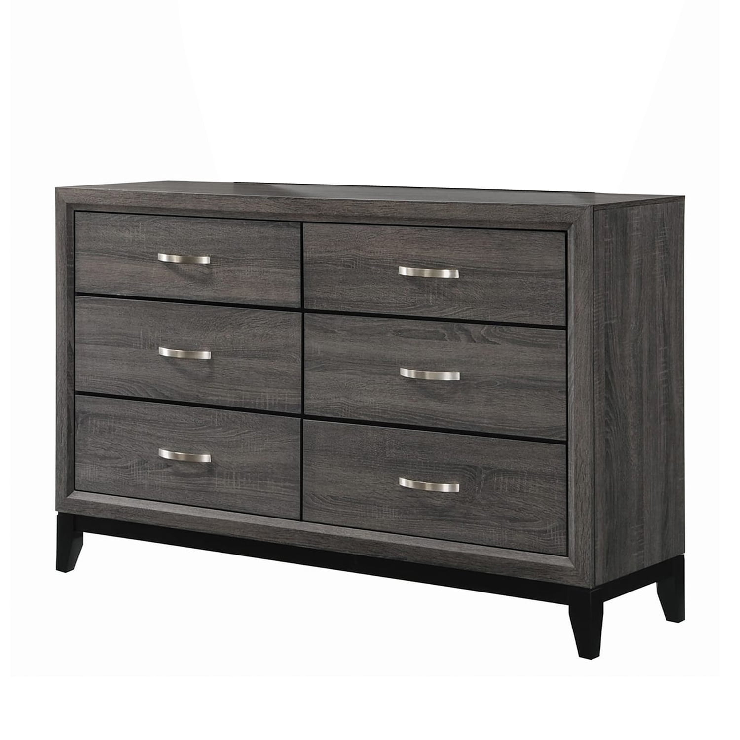 Benzara BM208157 Transitional Wooden Dresser with 6 Spacious Drawers, Gray & Black