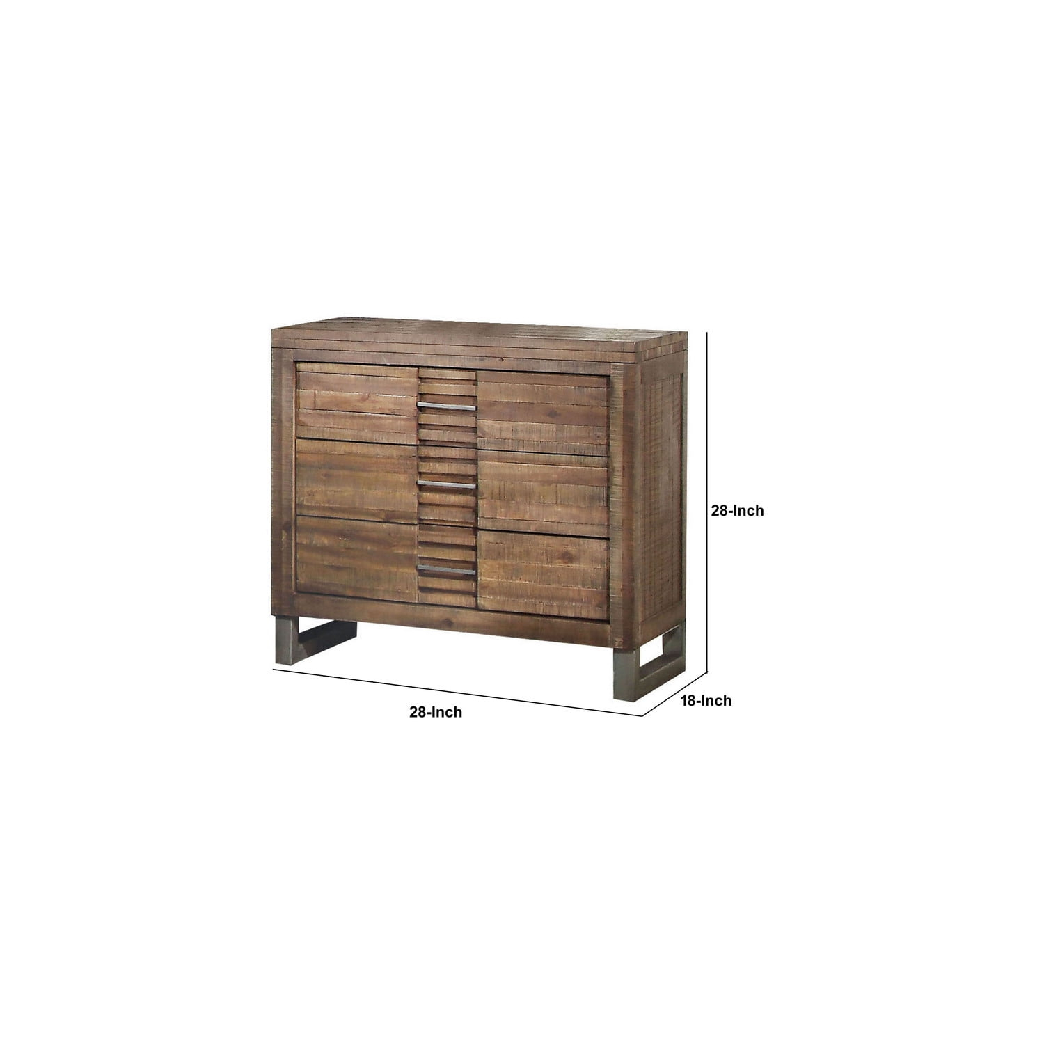 Benzara Modern Style 3 Drawers Wood Nightstand By Andria, Brown