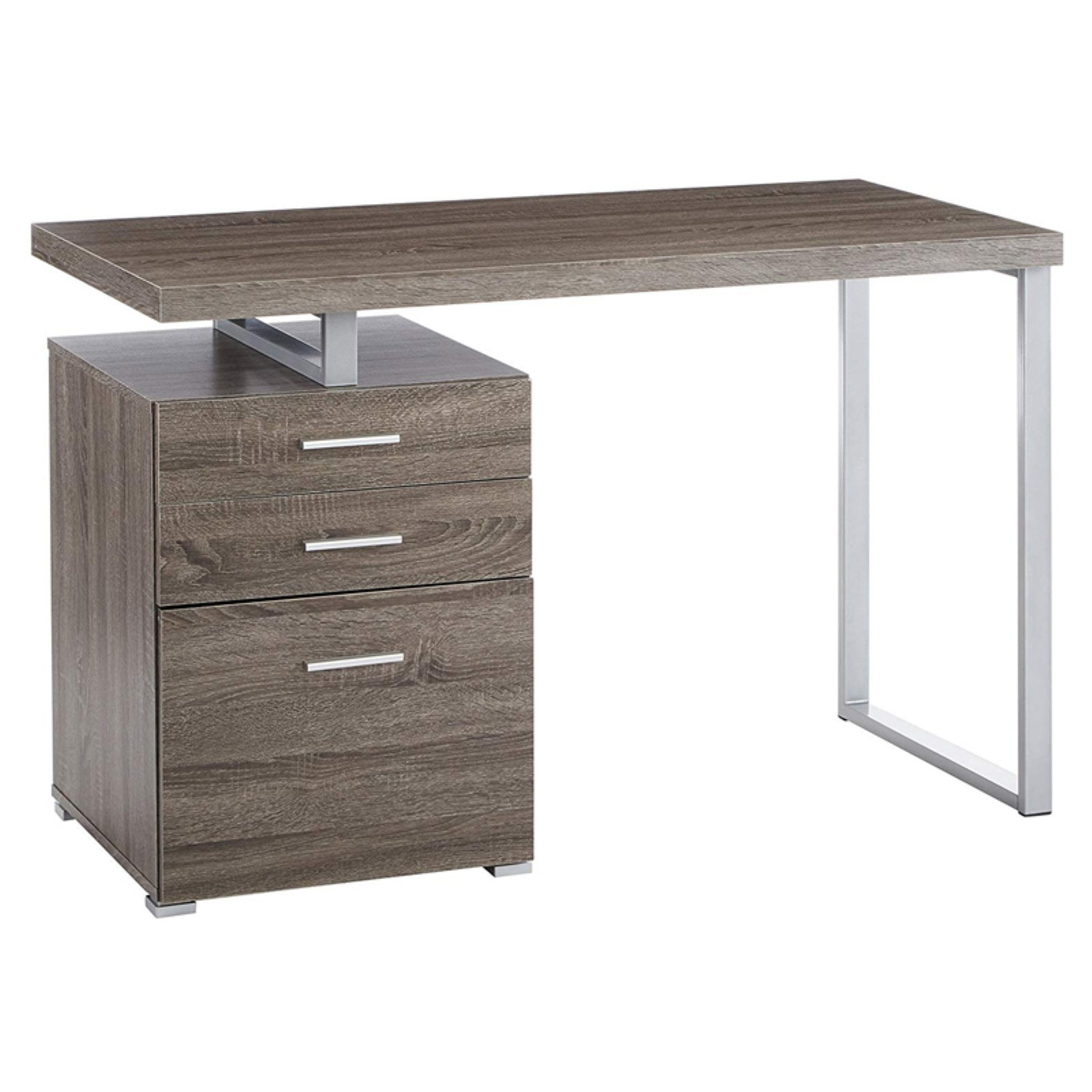 Benjara Modish Office Desk with File Drawer, Gray