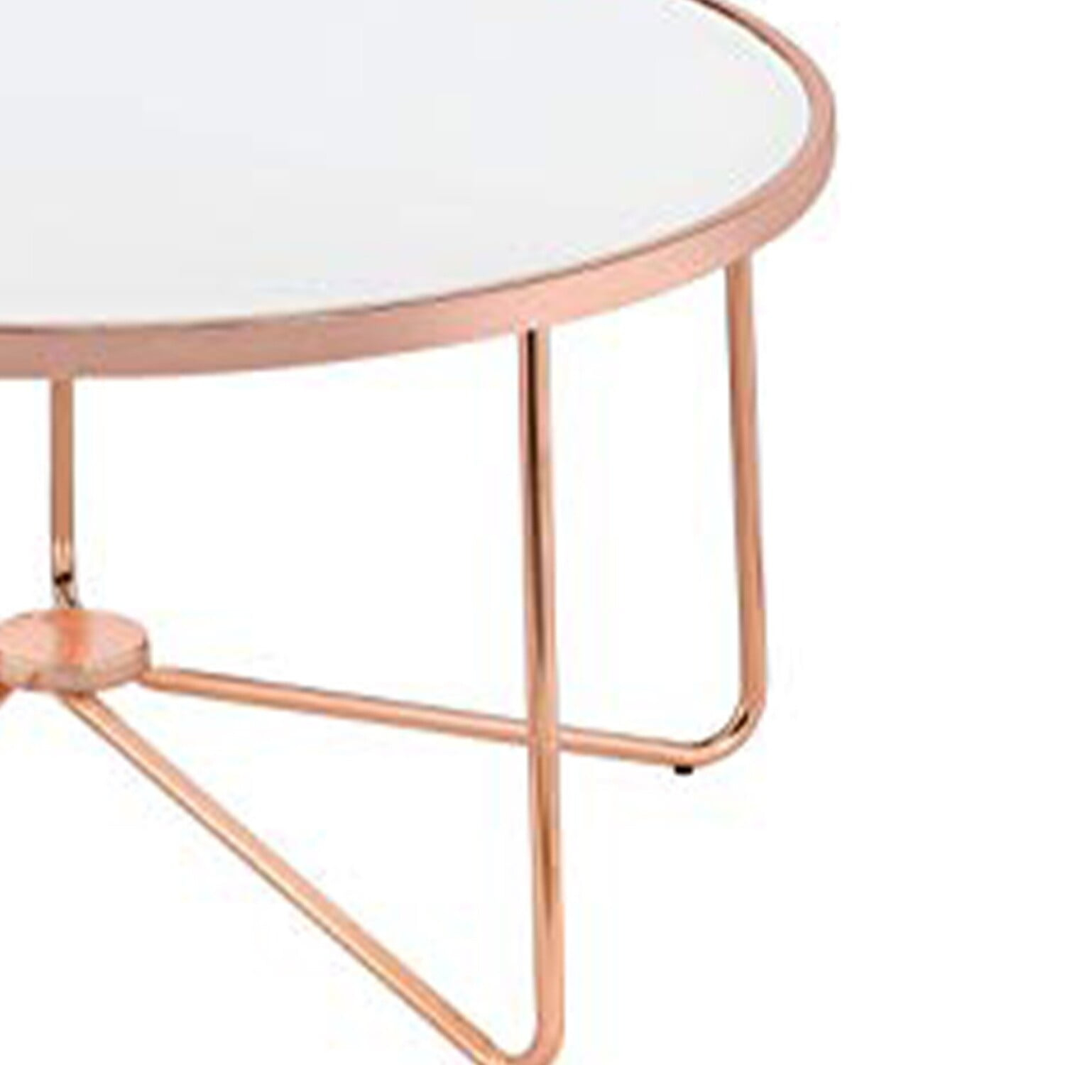 Benzara Striking Coffee Table, Frosted Glass & Rose Gold