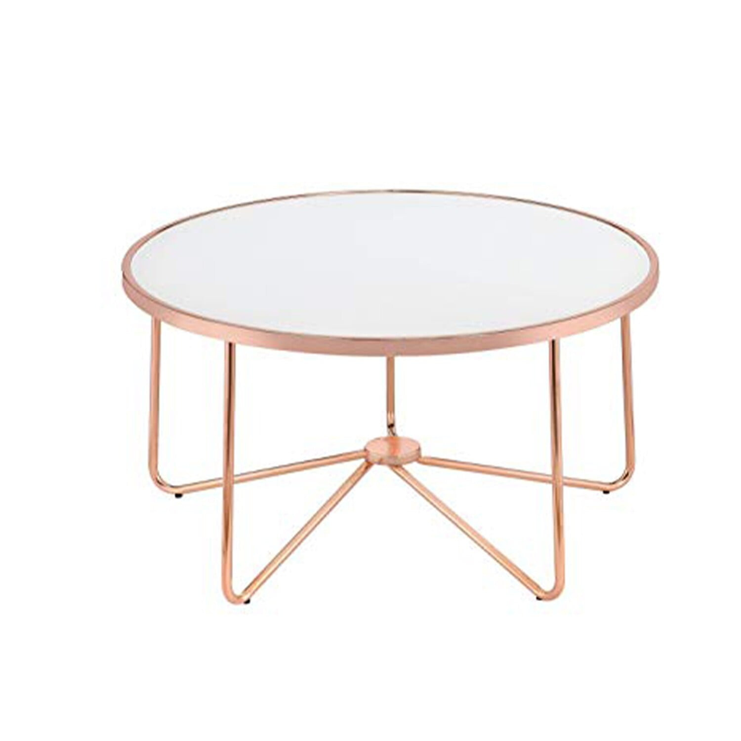Benzara Llamativa Mesa de Centro Vidrio Esmerilado y Oro Rosa