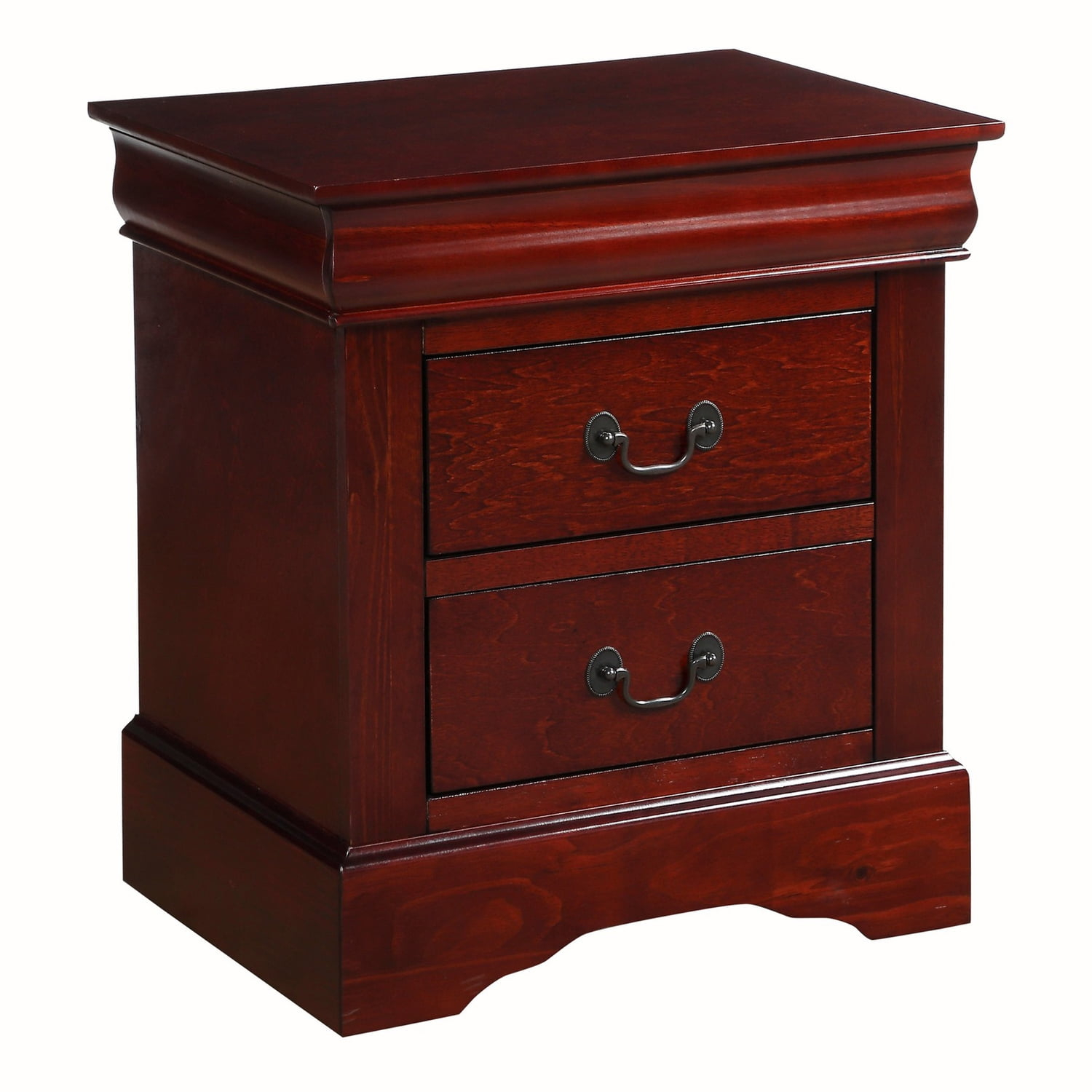 Benzara Traditional 2 Drawers wood Nightstand By Louis Philippe III, Brown
