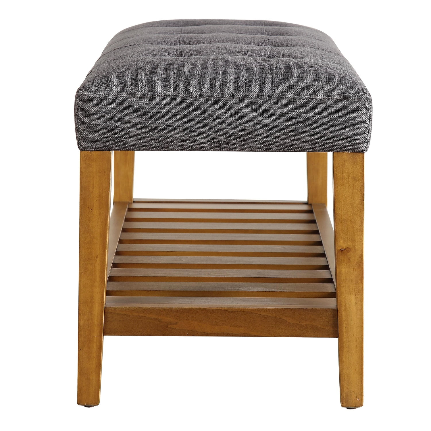 Benzara Wooden Bench, Gray & Oak