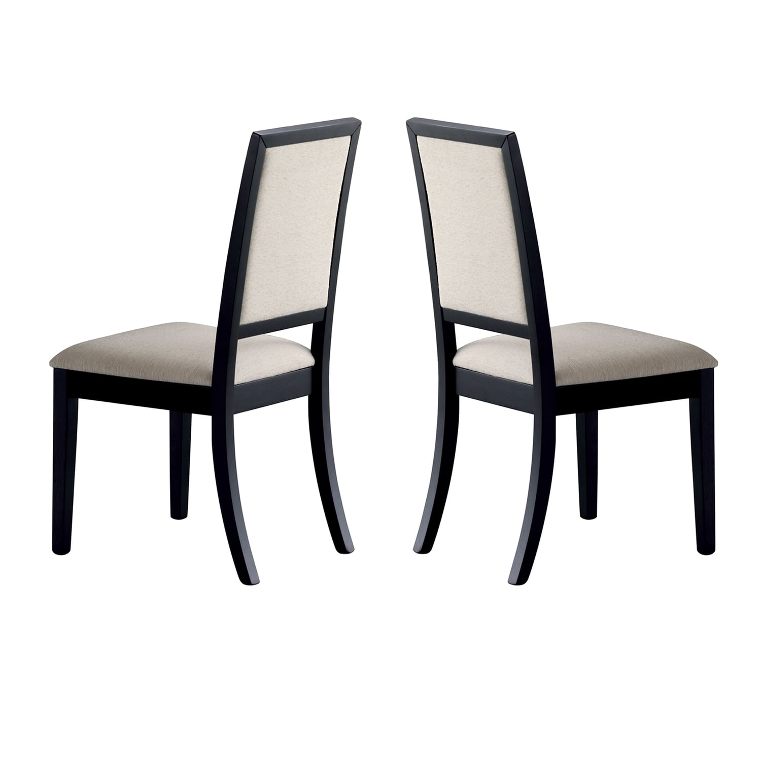 Benzara Wooden Dining Side Chair With Cream Upholstered seat And Back, Black, Set of 2