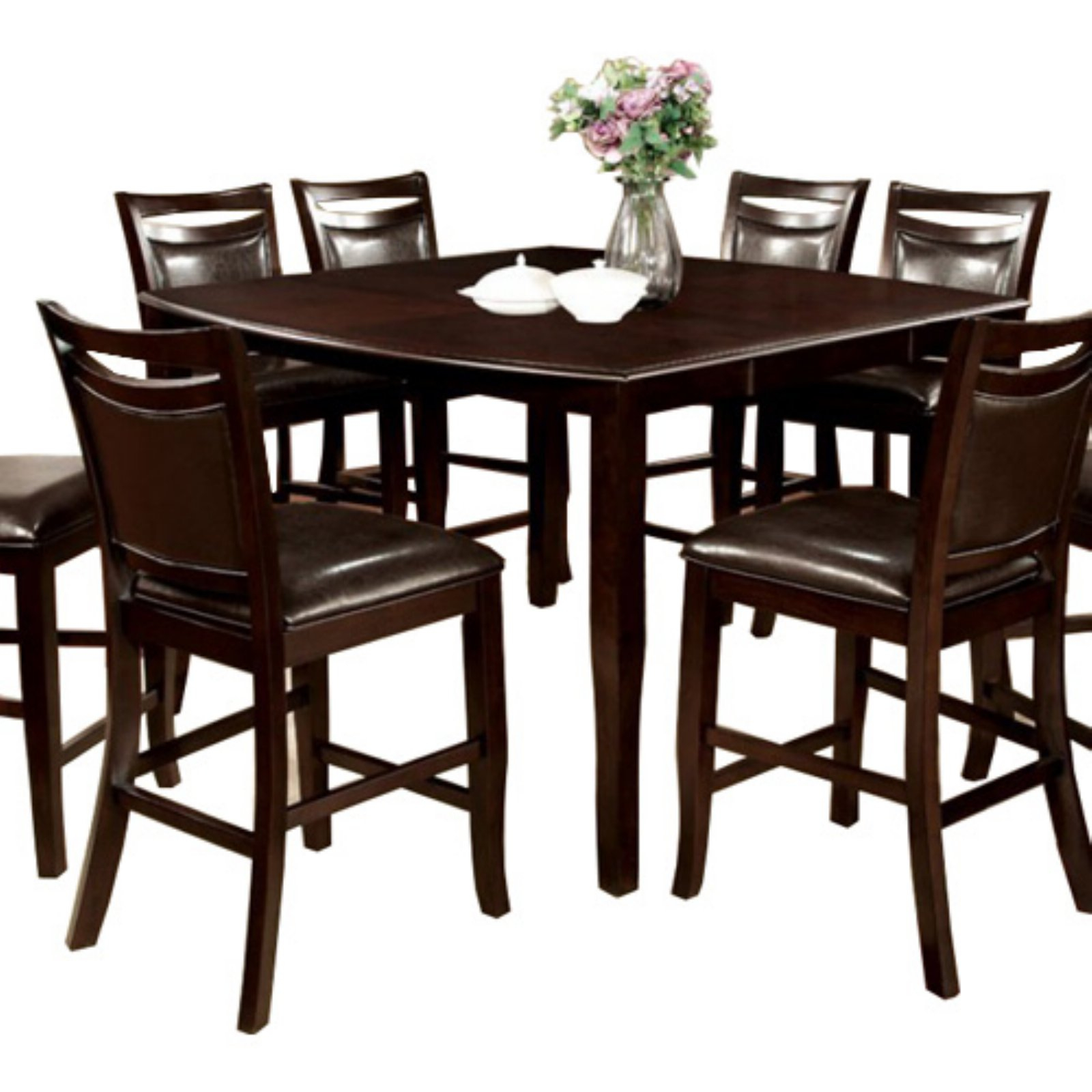 Benzara Woodside II Transitional Style Counter Height Table, Espresso Finish