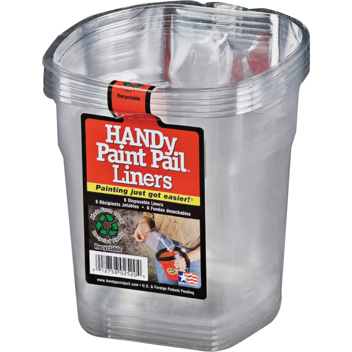 HANDy 2520-CT BER- Paint Pail Liner, 1 qt Capacity, Plastic, Clear - pack of 6