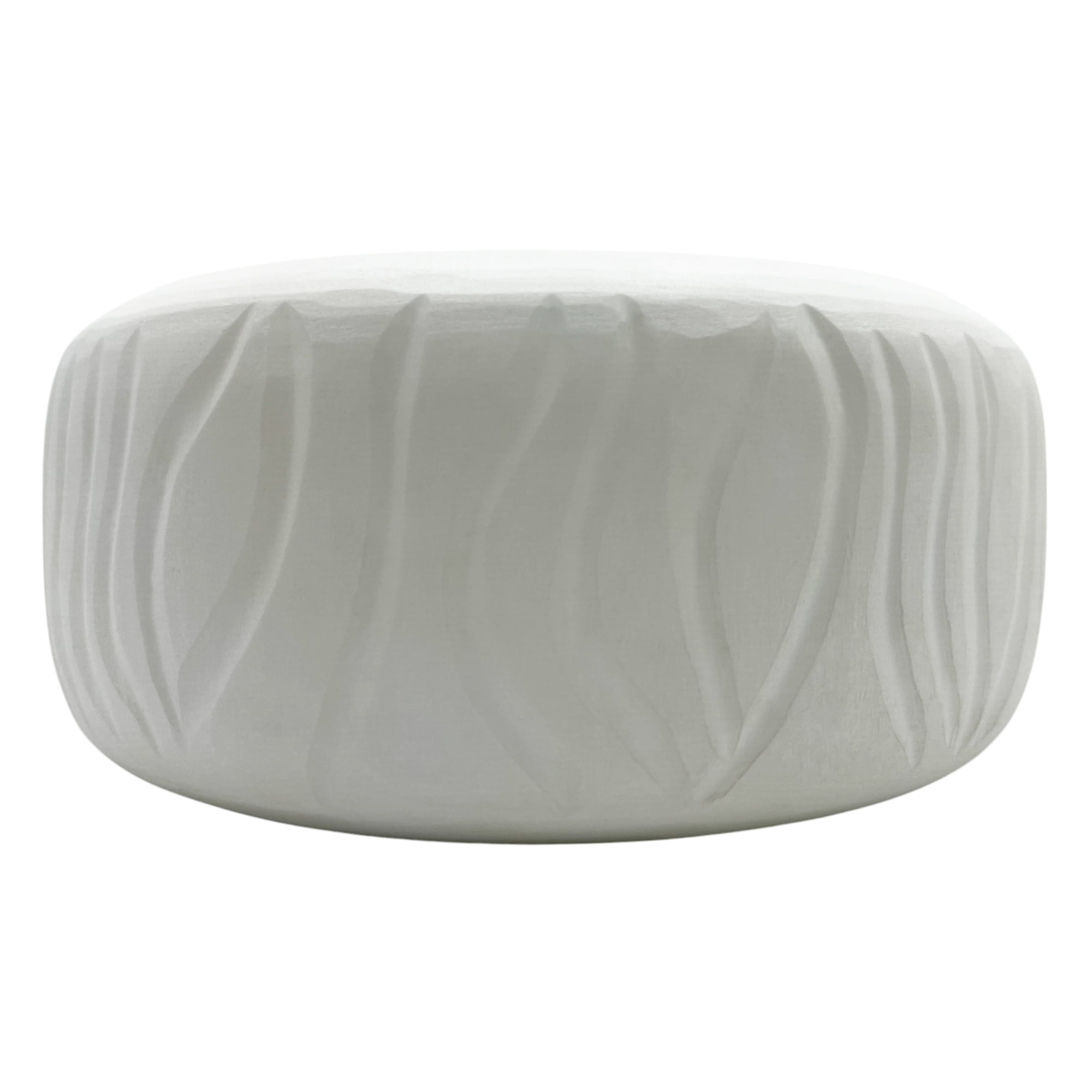 Bergamo Art 10" Decorative Handmade Glass Wavy Textured Round White Vase