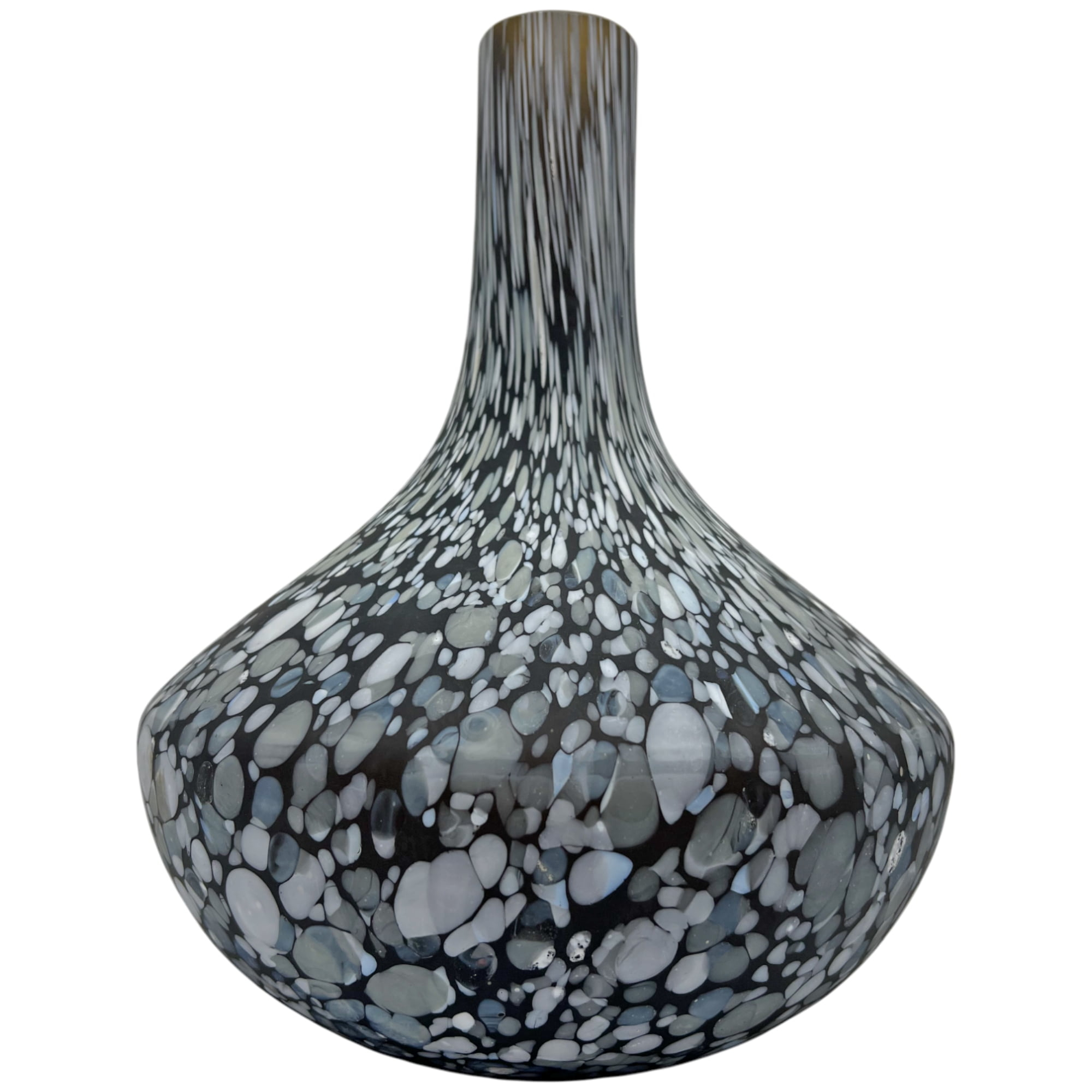 Bergamo Art 12" High Decorative Handmade Gray Patterned Flask Glass Vase