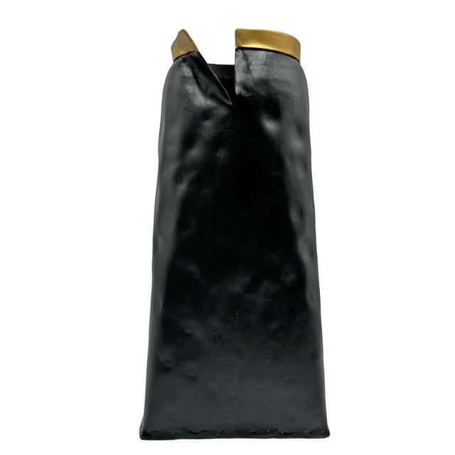 Bergamo Art 12 Inch Tall Aluminum Modern Black Vase