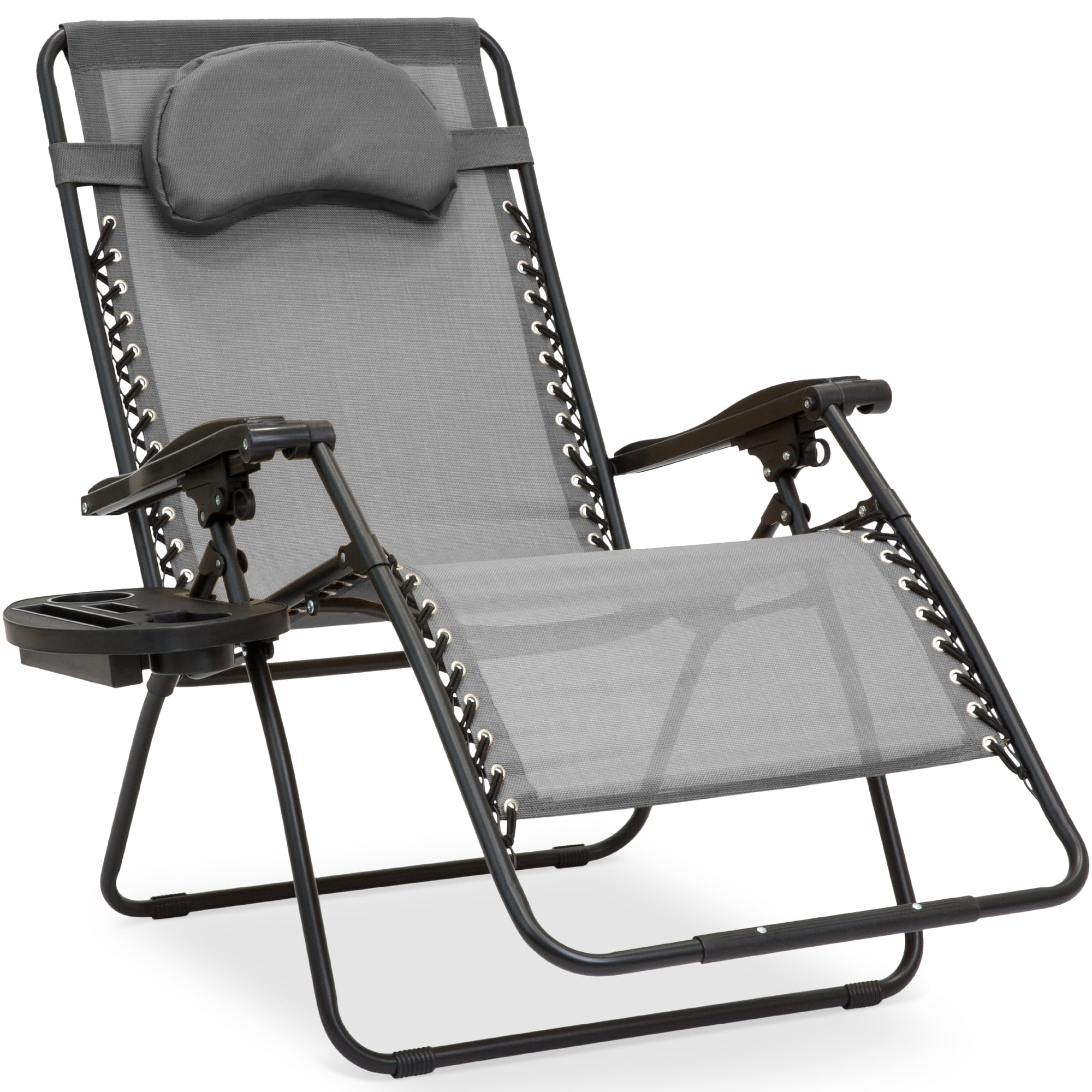 Best Choice Products Oversized Zero Gravity Chair, Folding Outdoor Patio Recliner w/ Cup Holder - Gray
