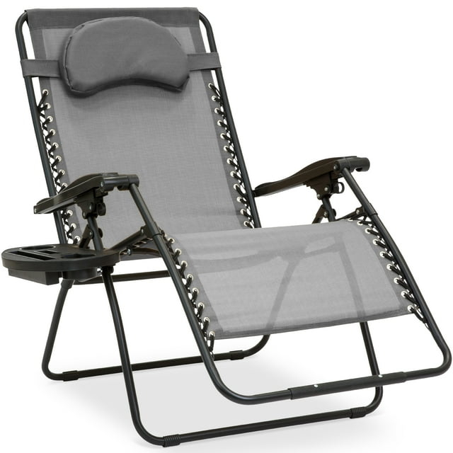 Best Choice Products Oversized Zero Gravity Chair, Folding Outdoor Patio Recliner w/ Cup Holder - Gray