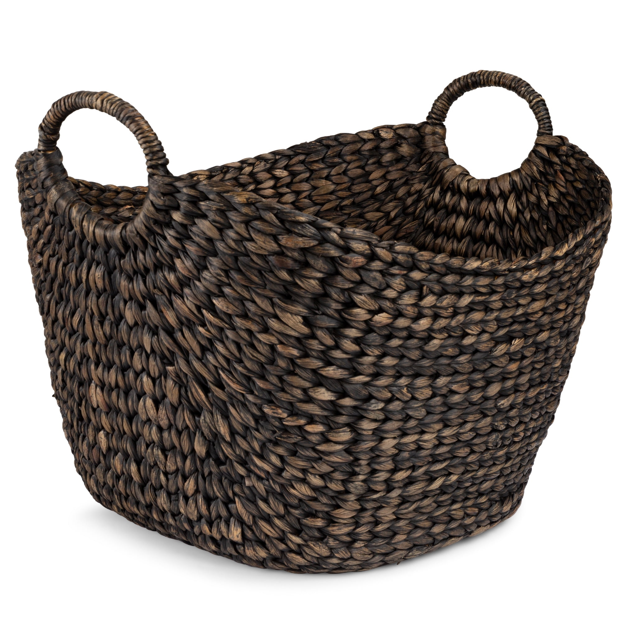 Large Vintage Laundry Basket Multipurpose Hyacinth  Basket  Handwoven French-Style Organizer Tote for Bedroom  Living Room  Bathroom  w/Handles - Natural