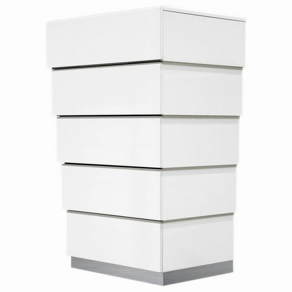 Best Master Cómoda de Dormitorio de Madera de Álamo con 5 Cajones Florence en Blanco