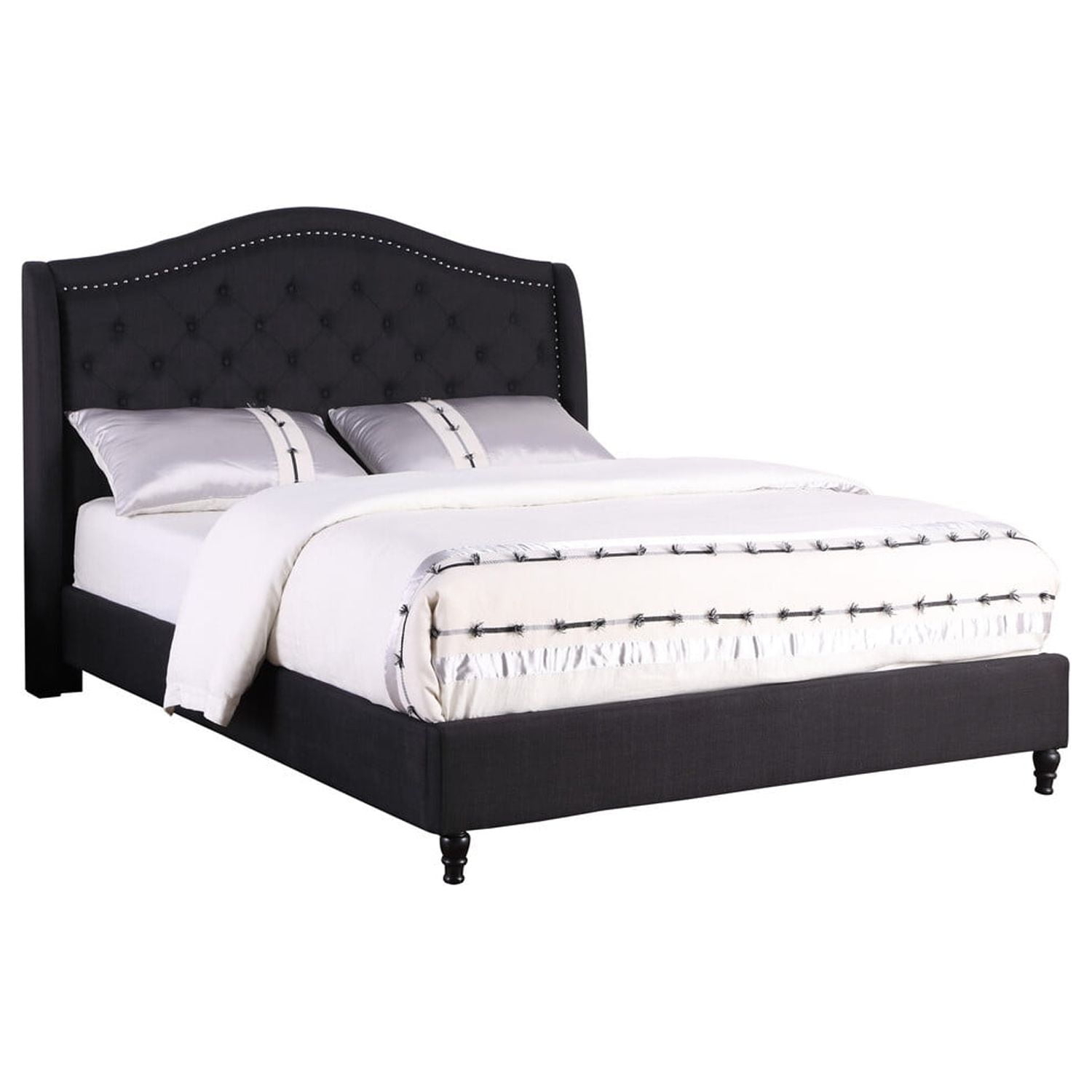 Best Master Furniture Eastern King Tufted Upholstered Panel/Platform Bed, Black
