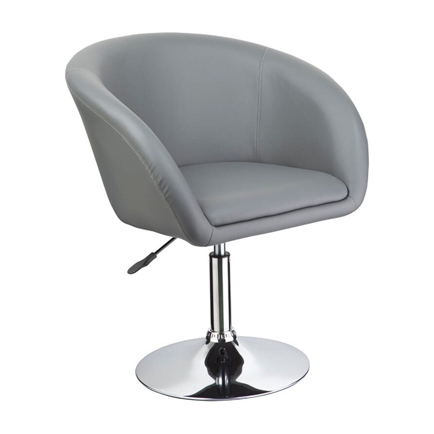 Silla de Centro Giratoria Ajustable de Piel Sintética, Gris