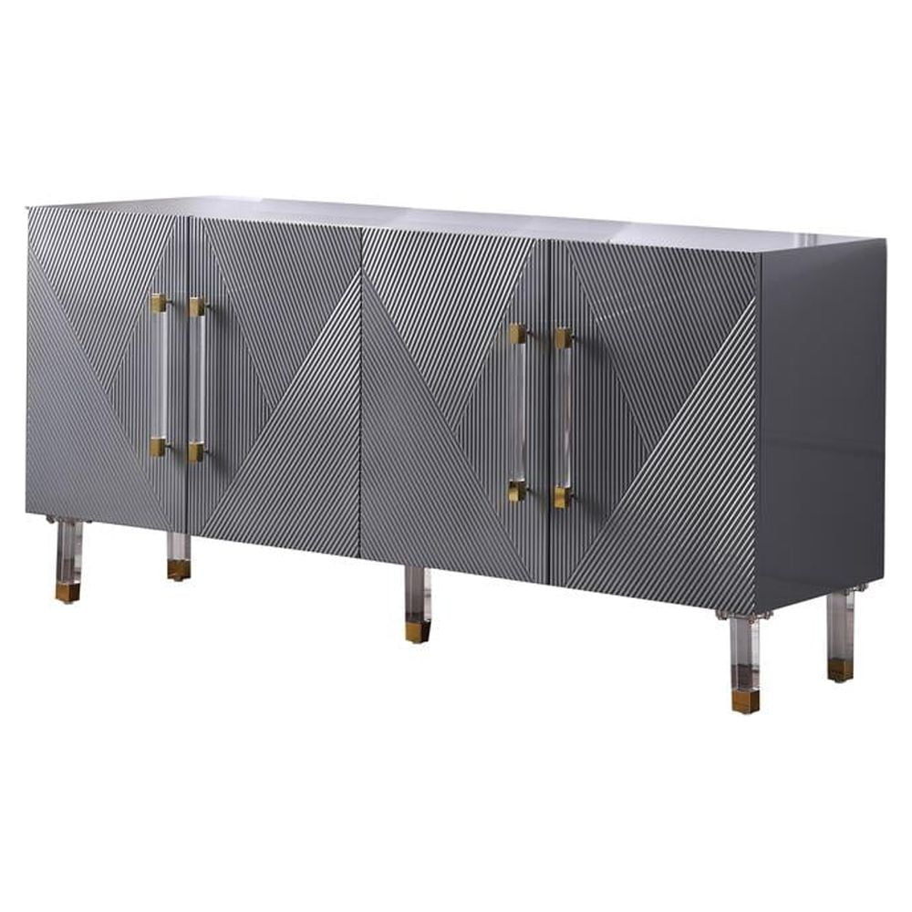 Best Master Furniture Fenella 65" Modern Wood Sideboard in Gray with Gold Accent