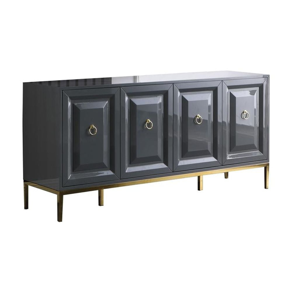 Best Master Furniture Sujay 65" Modern Wood Sideboard with Gold Accents in Gray
